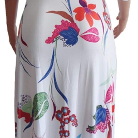 Plus Size Maxi Dress for Women Casual Summer Sundress V-Neck 3/4 Sleeve - Picture 3 of 5